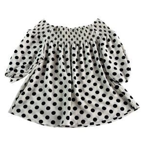 Black & White Polka Dot Blouse Women's sz Large** Crepe Summer Spring